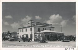 Overseas Lodge and Cottages, Bar & Package Goods, Hotel Rooms Postcard