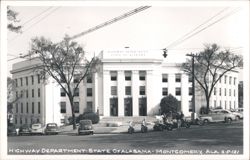 Highway Department State of Alabama Building with Police Motorcycles Postcard