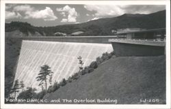 Fontana Dam and The Overlook Building Postcard