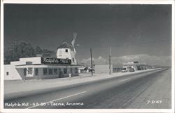 Ralph's Mill Cafe with Windmill, U.S. 80 Postcard