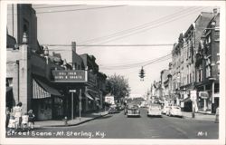 Downtown Street Scene with Nina Foch Movie Marquee & Vintage Cars Postcard
