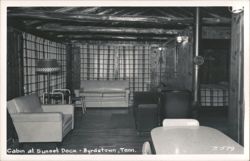 Interior of Cabin at Sunset Dock Postcard