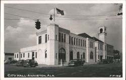 City Hall Building with Vintage Cars Postcard