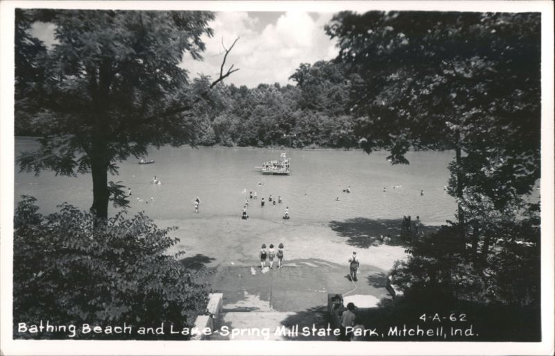 Bathing Beach and Lake, Spring Mill State Park Mitchell Indiana