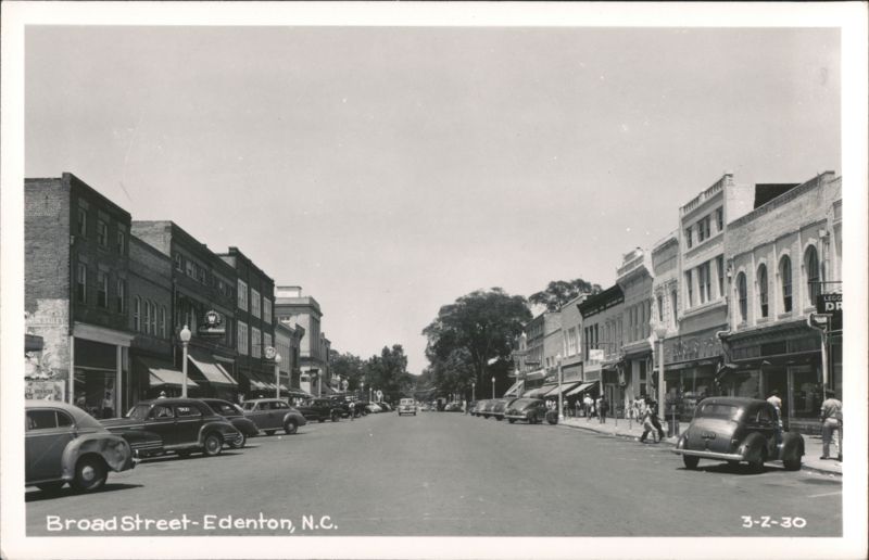 Downtown Broad Street Scene with Vintage Cars Edenton North Carolina