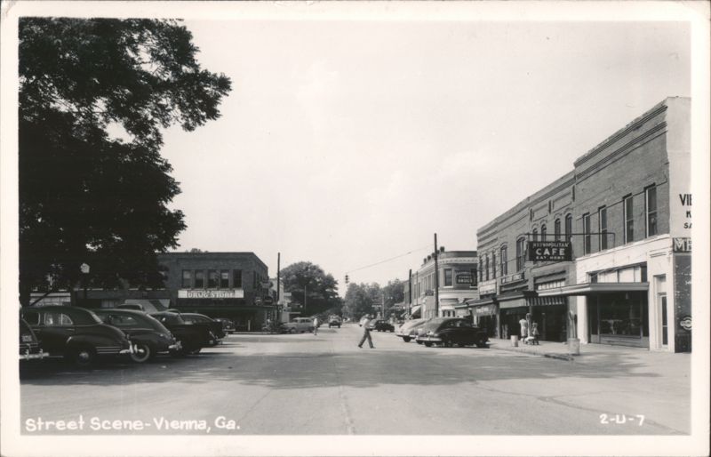 Street Scene with Vintage Cars and Storefronts Vienna Georgia