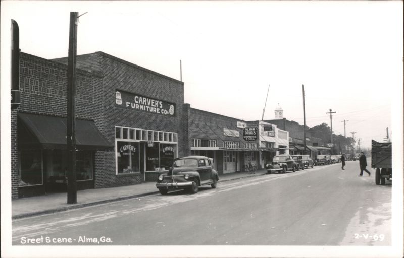 Street Scene with Carver's Furniture Co. and Alma Drugs Georgia