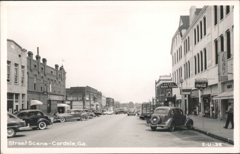 Street Scene with Vintage Cars and Storefronts Cordele Georgia