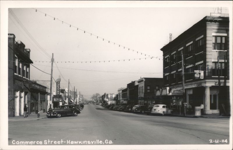 Street View with Vintage Cars on Commerce Street Hawkinsville Georgia