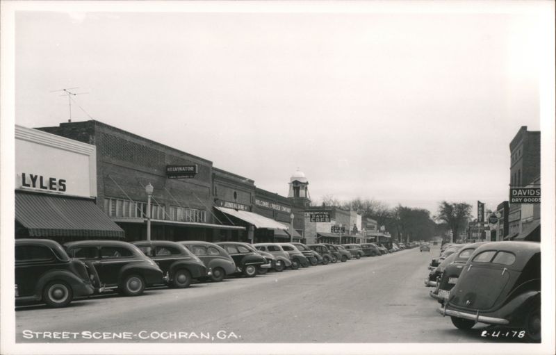 Street Scene with Vintage Automobiles Cochran Georgia