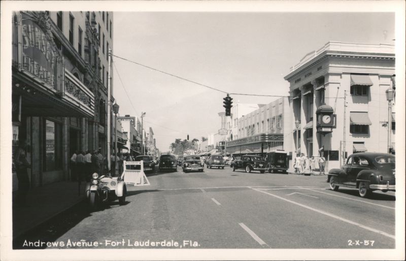 Street Scene with Vintage Cars, Andrews Avenue Fort Lauderdale Florida