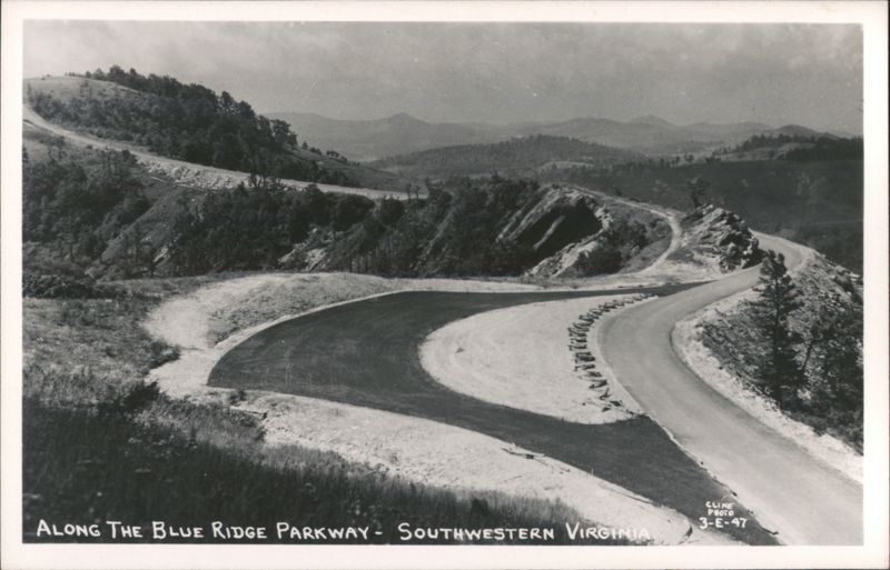 Winding Road and Overlook on the Blue Ridge Parkway Virginia