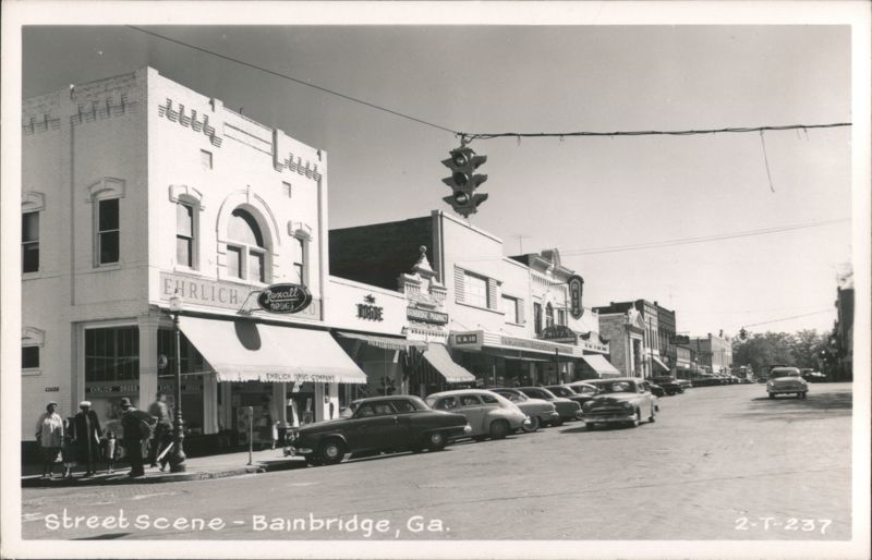 Street Scene with Ehrlich Drug Co. and Ritz Theater Bainbridge Georgia