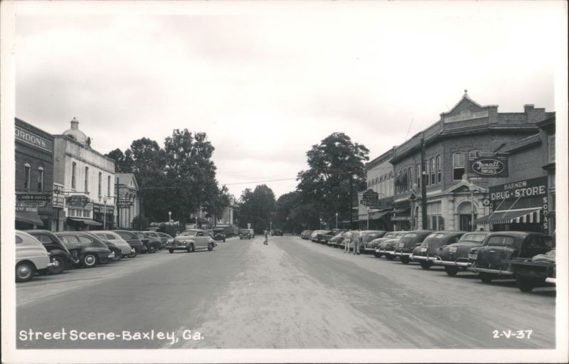 Street Scene with Vintage Cars in Baxley, Ga. Georgia