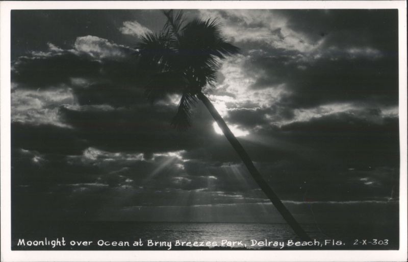 Moonlight over Ocean at Briny Breezes Park Delray Beach Florida