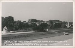 Statue of Col. Francis Vigo, Lincoln Memorial Bridge in Background Postcard