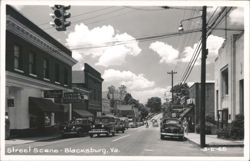 Street Scene with Vintage Cars and Shops Postcard