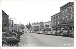 Downtown Street Scene with Mid-Century Automobiles Postcard