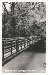 Swinging Bridge Across Sugar Creek Postcard