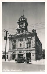 Williamston City Hall with Water & Street Depts. Truck Postcard