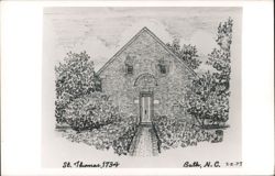 Sketch of St. Thomas Church, 1734 Postcard