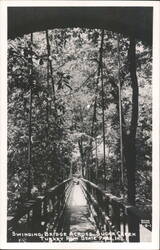 Swinging Bridge Across Sugar Creek, Turkey Run State Park Postcard
