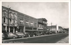 Street Scene with Vintage Cars and Storefronts, Raeford, NC Postcard