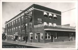 Raeford Hotel on Street Corner Postcard