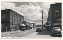 Street Scene with Vintage Cars, Hazlehurst Postcard