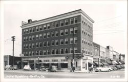 Hotel Spalding and Kirbye Cafe, downtown street scene Postcard