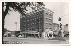 Hotel Spalding and Doughboy Statue, Griffin, Georgia Postcard