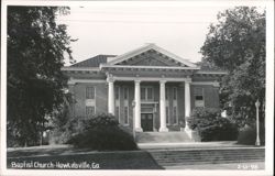 Neoclassical brick Baptist Church with large columns Postcard