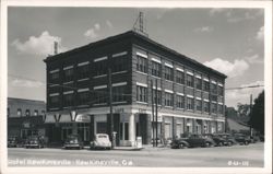 Hotel Hawkinsville, Corner View with Vintage Cars Postcard