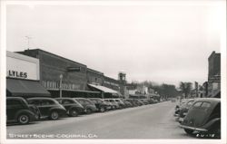Street Scene with Vintage Automobiles Postcard