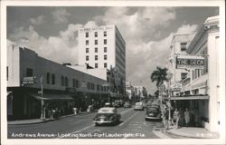 Andrews Avenue, Looking North, The First National Bank Postcard