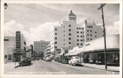 Las Olas Boulevard, Governors' Club Hotel & Warnor Theatre Postcard