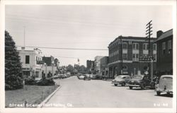 Downtown Street Scene with Vintage Cars, Fort Valley Postcard