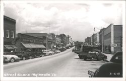 Street Scene with Vintage Cars and Shops Postcard