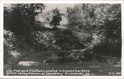 Lily Pool and Fountain in Sunken Gardens, Clinch Valley Memorial Cemetery Postcard