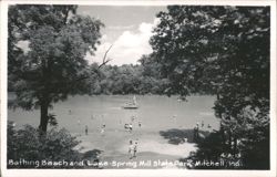 Bathing Beach and Lake, Spring Mill State Park Postcard