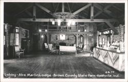 Lobby, Abe Martin Lodge, Brown County State Park Postcard
