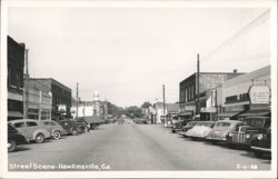 Downtown Street Scene with Vintage Cars Postcard