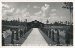 Looking Toward The Entrance Building, Okefenokee Swamp Park Postcard