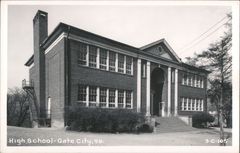 High School Building with Columns and Chimney Gate City Virginia