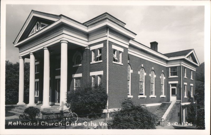 Methodist Church with Columns and Brick Facade Gate City Virginia