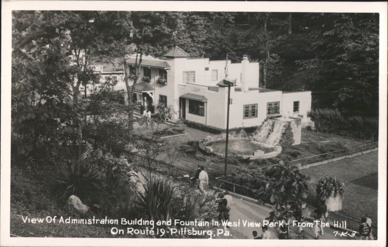 Administration Building and Fountain in West View Park, Route 19 Pittsburgh Pennsylvania