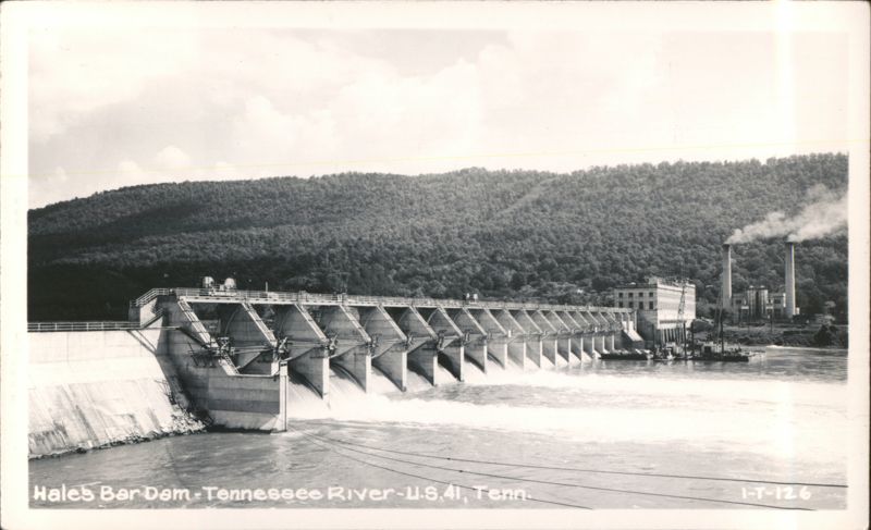 Hales Bar Dam on Tennessee River with Power Plant Haletown
