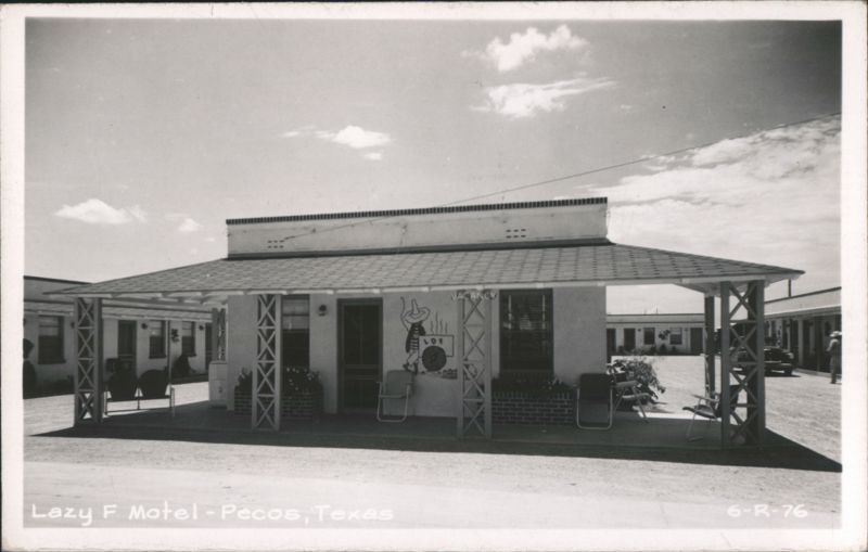 Lazy F Motel with Covered Walkway and Mural Pecos Texas