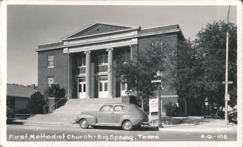 First Methodist Church, Vintage Car, Big Spring, Texas