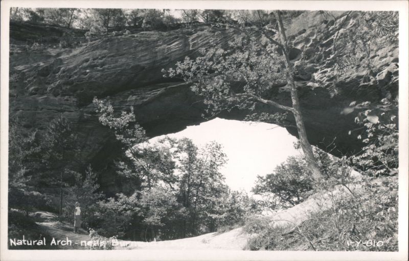 Natural Arch with Trees and Person Burnside Kentucky